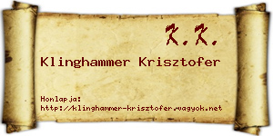 Klinghammer Krisztofer névjegykártya