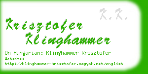 krisztofer klinghammer business card